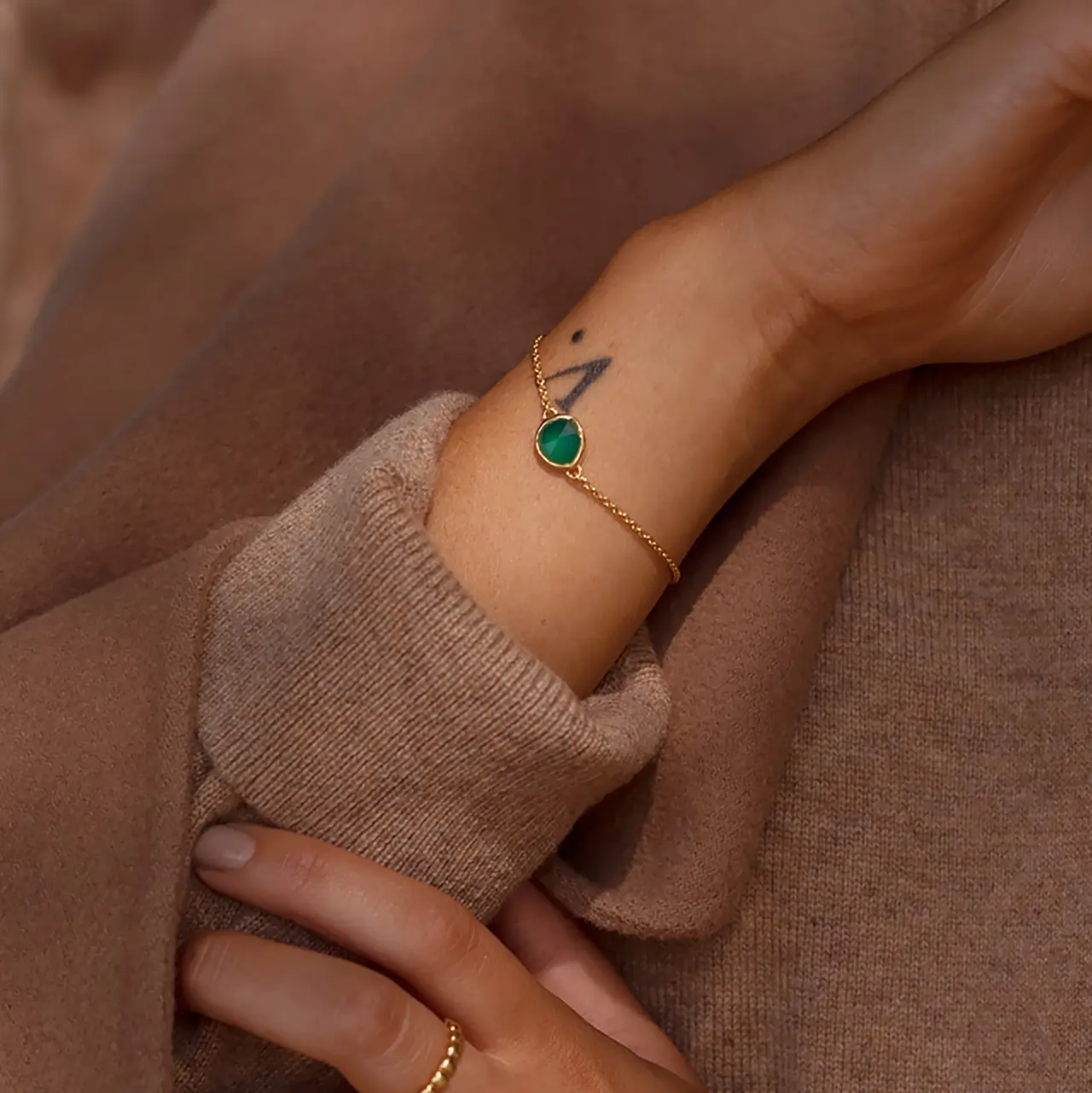 Green Onyx Chain Bracelet - Image 2