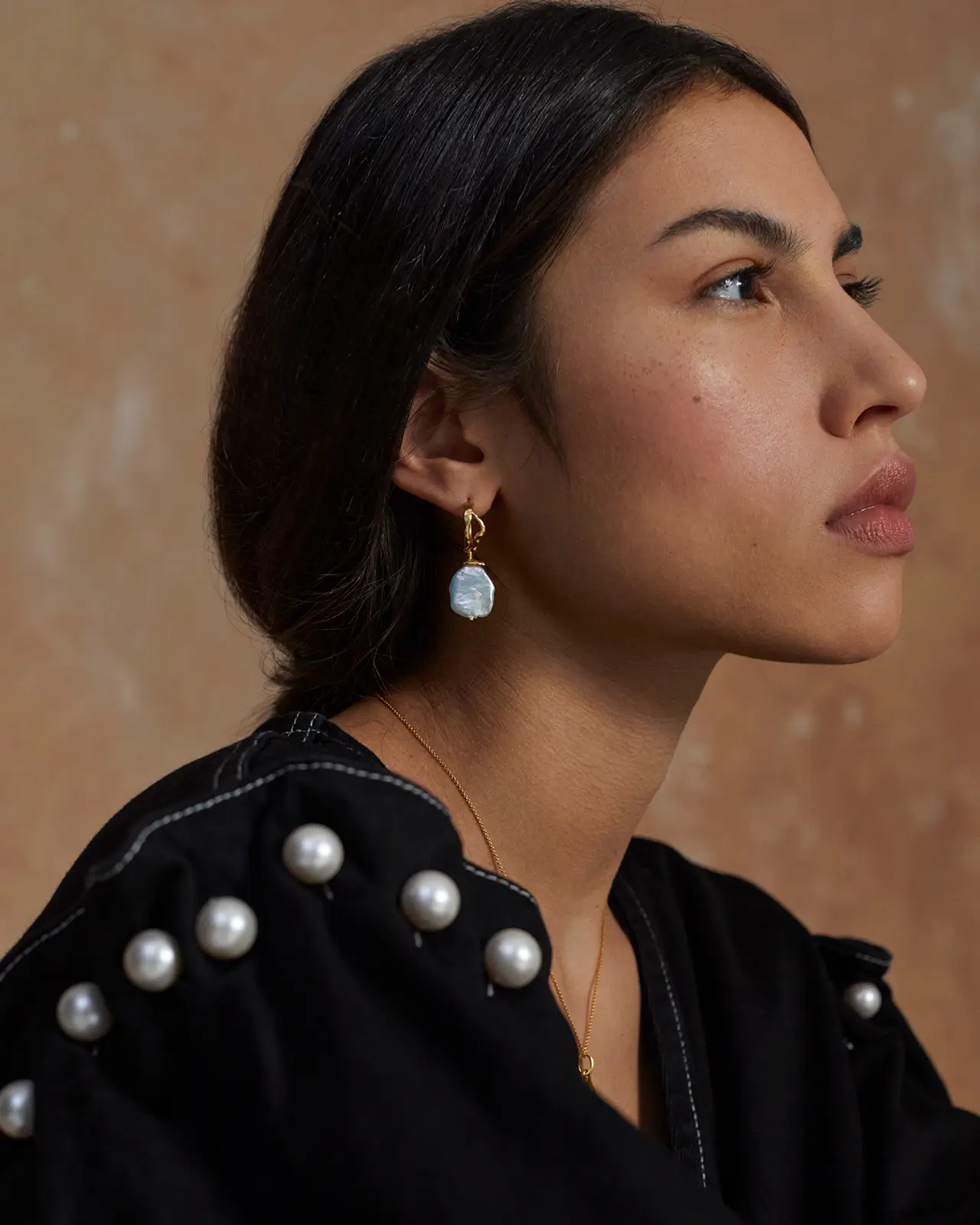 Large Pearl Hoop Earrings - Image 2